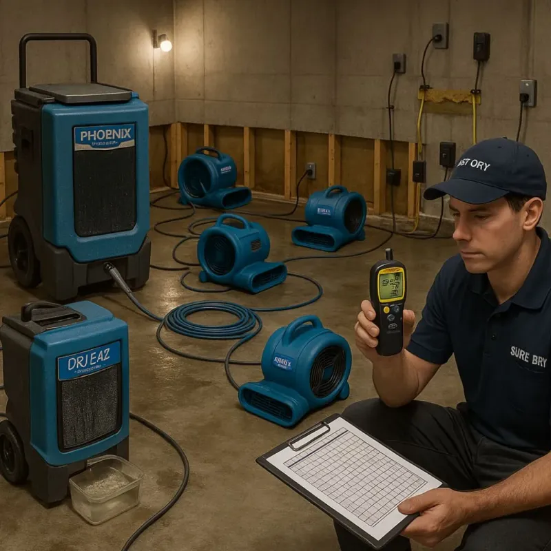 Structural Drying and Dehumidification process in Iberville Parish, LA